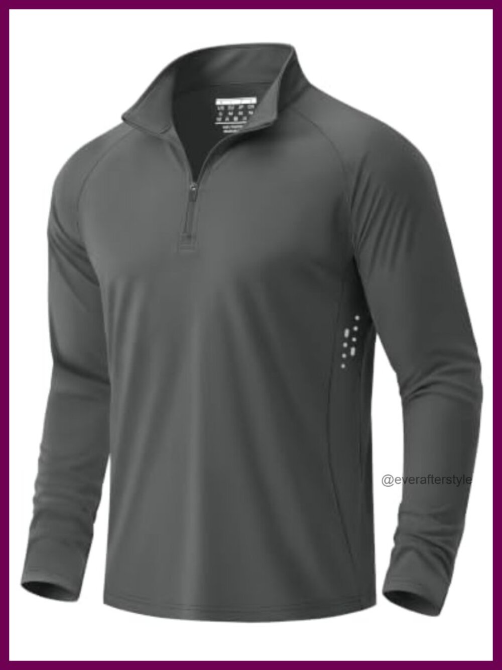 Mens Long Sleeve Quarter Zip Pullover Sun Shirt UPF 50+ Rash Guard